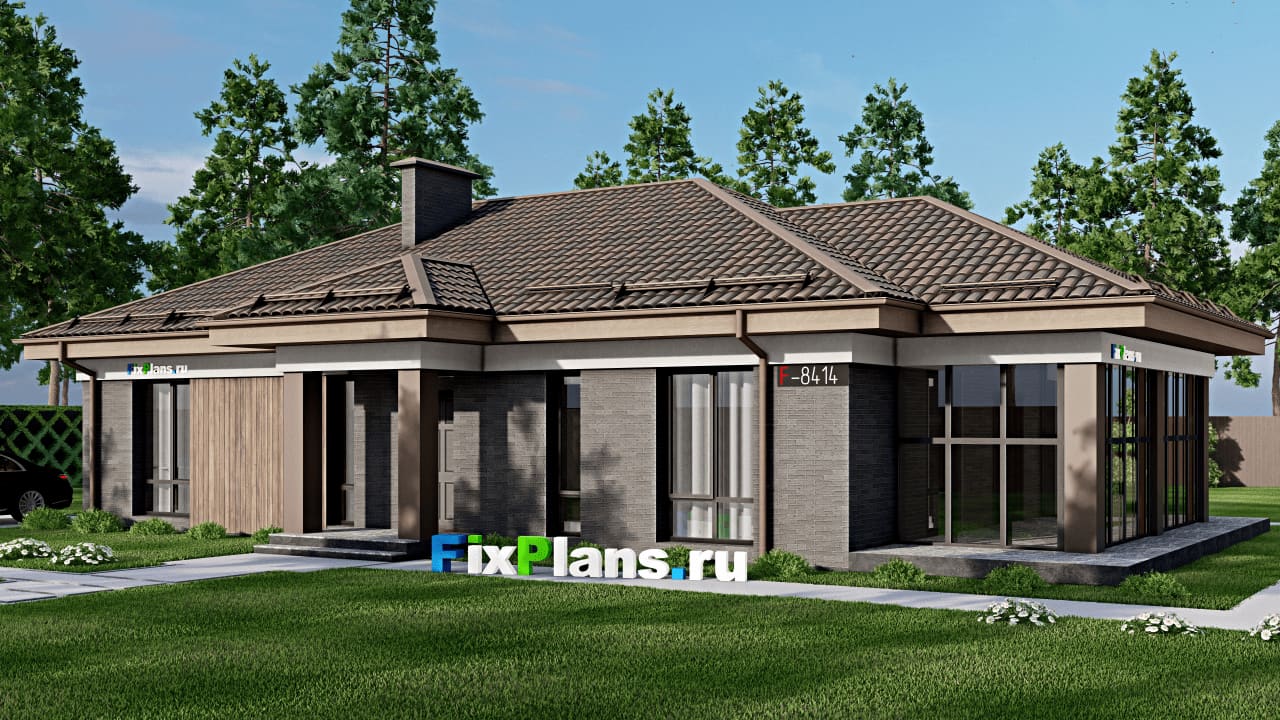 Одноэтажный дом F-8414 — фасад