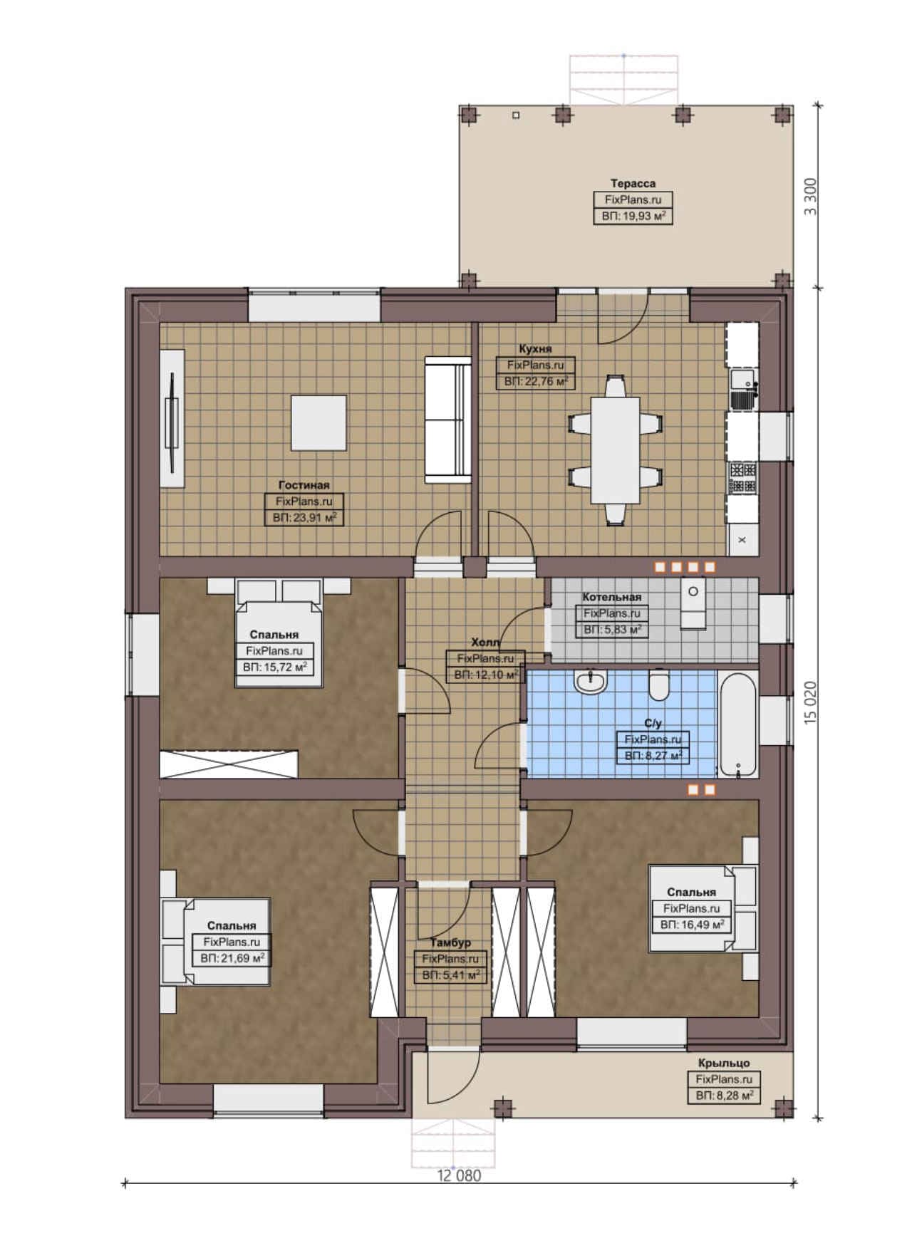 Планировка Одноэтажный дом F-3212