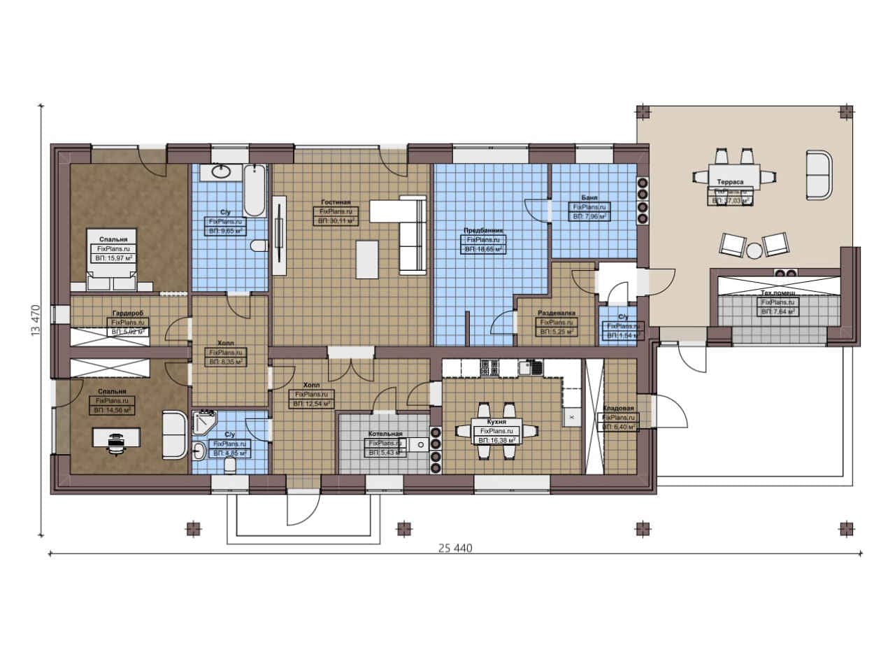 Планировка Одноэтажный дом F - 2681